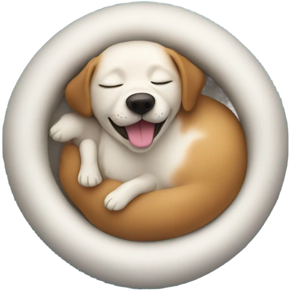 Dog sleeping in a bed of toys emoji