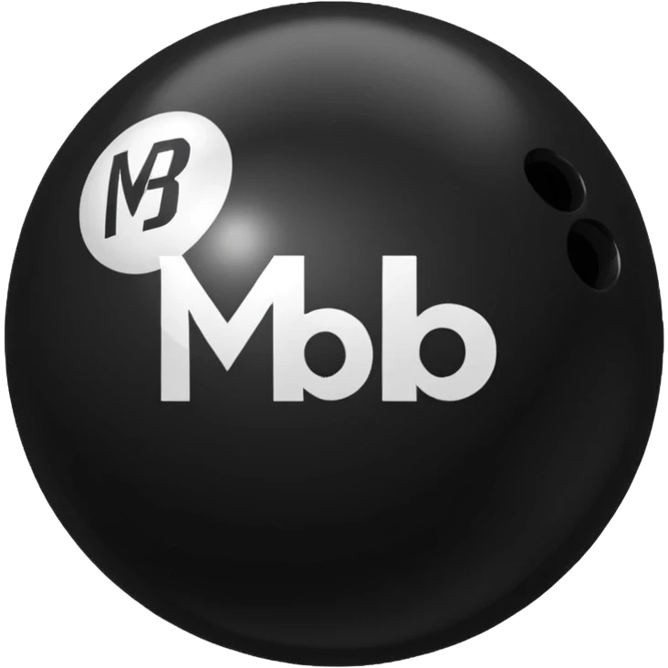 Black pull Ball with MB written on it emoji