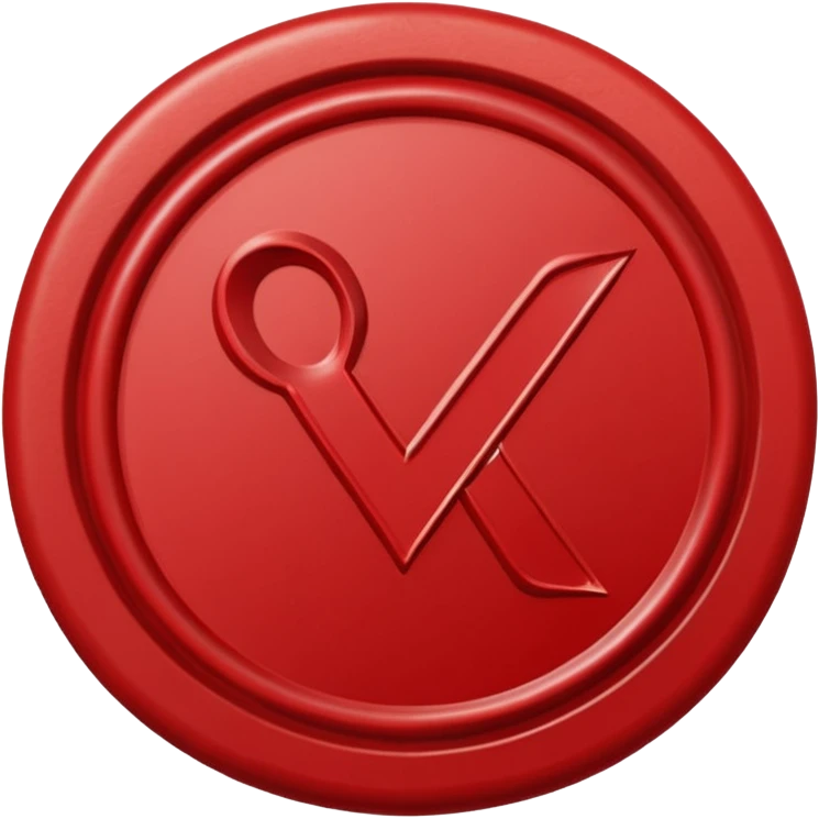 wax seal in the form of a check mark emoji