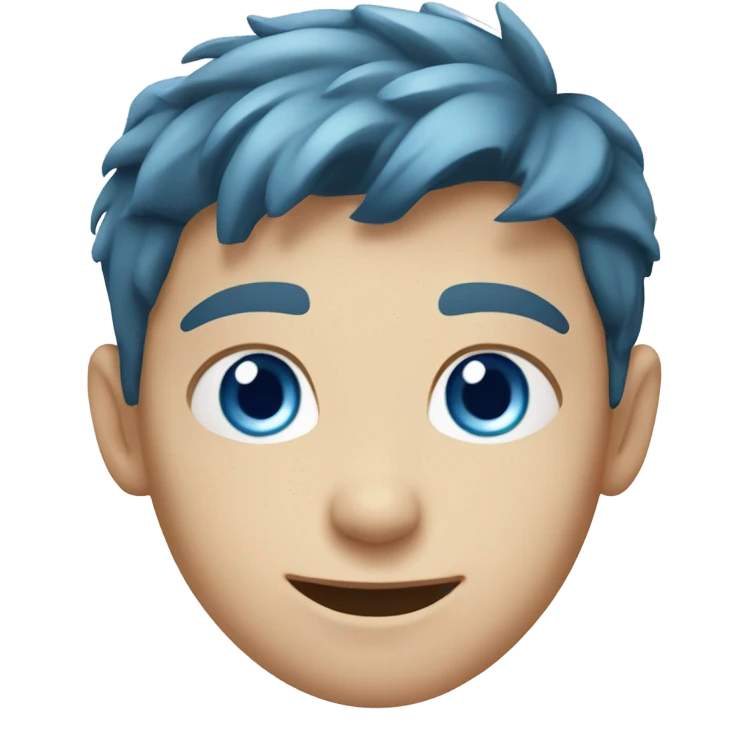 Young Caucasian boy with blue eyes and blue hair emoji