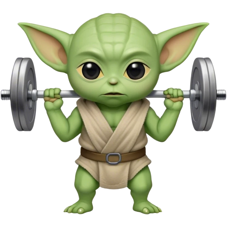 Baby yoda holding a barbell emoji