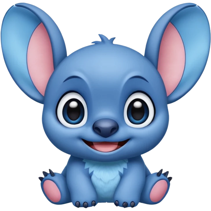 Emoji of cute stitch smiling with ears up emoji