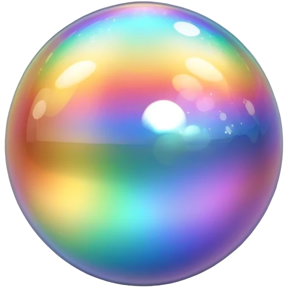 Iridescent bubble with rainbow reflections and shiny surface emoji