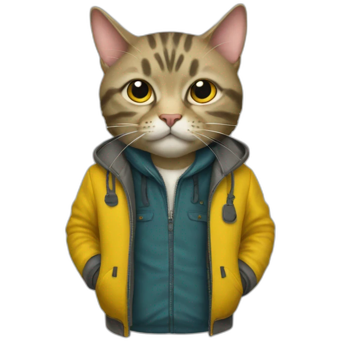 Scofield cat wearing a yellow jacket emoji