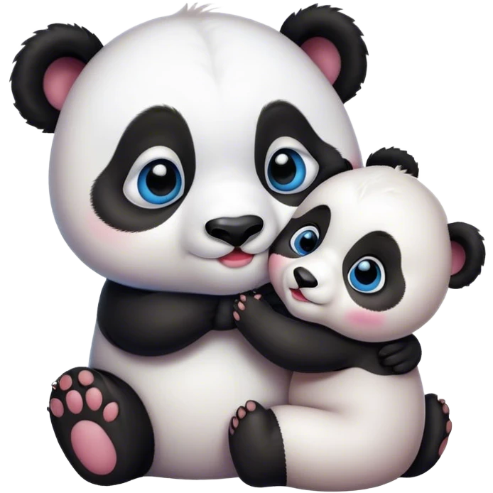 Blue eyed baby girl panda kissing emoji