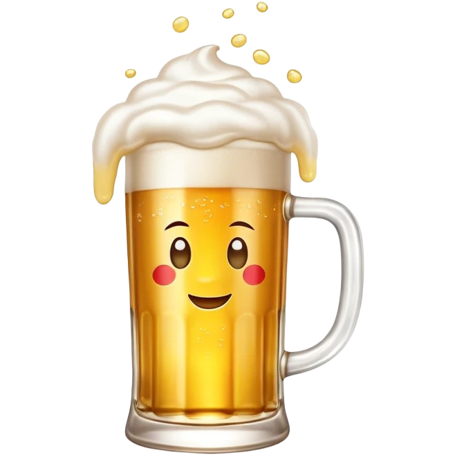 Tsingtao beer in glass mug, golden beer with white foam, iconic Chinese beer, emoji style emoji