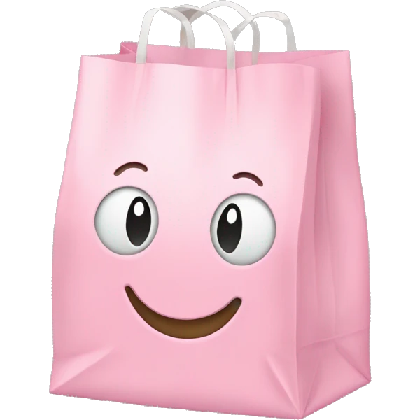 An emoji of a grocery bag in pastel pink emoji