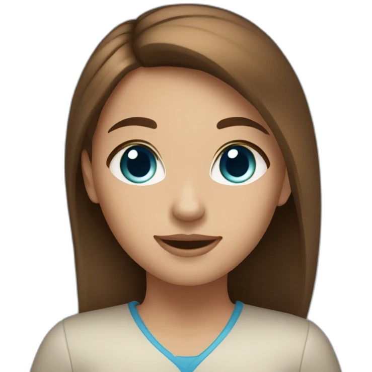 a girl with brown hair,light brown skin and blue eyes emoji
