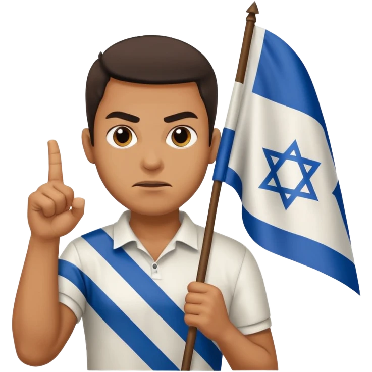 İsrail Bayrak tutan ve çok kızgın bakan adam sevmemiş gibi el hareketi yapıyor emoji
