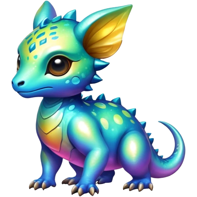 Exotic shiny rare epic cute Vernid-creature, full body, with random markings emoji
