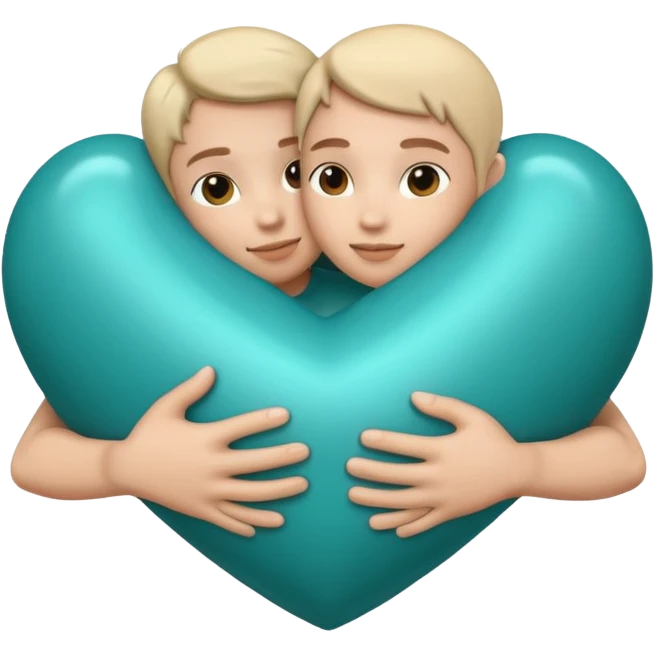 Teal heart hug emoji