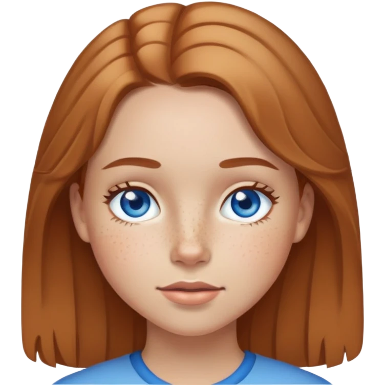 Girl with light skin, light brown hair, blue eyes, and freckles emoji