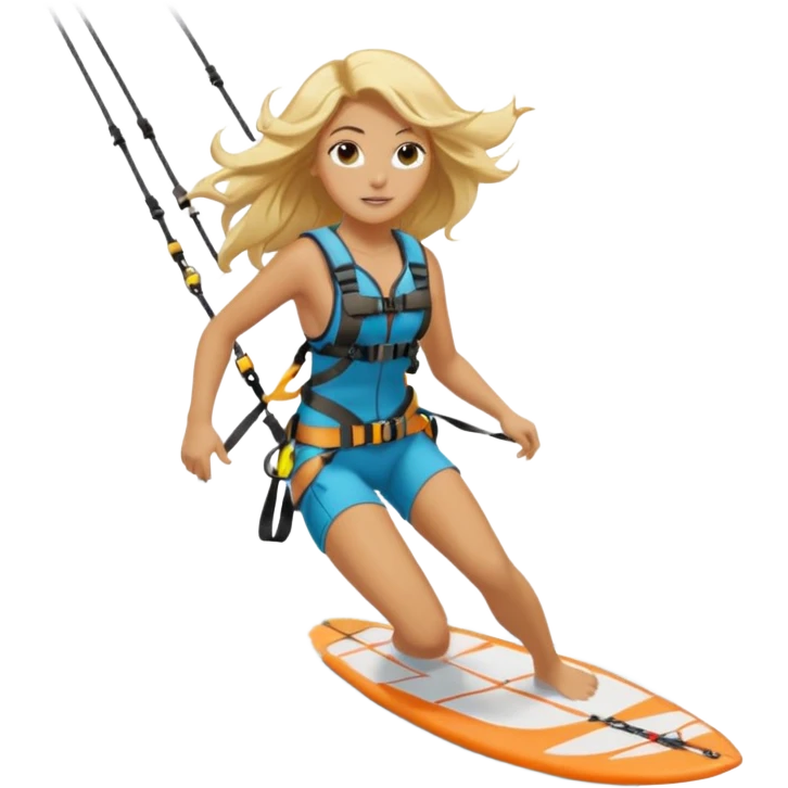 Blonde long haired ladie Kitesurfing with harness emoji