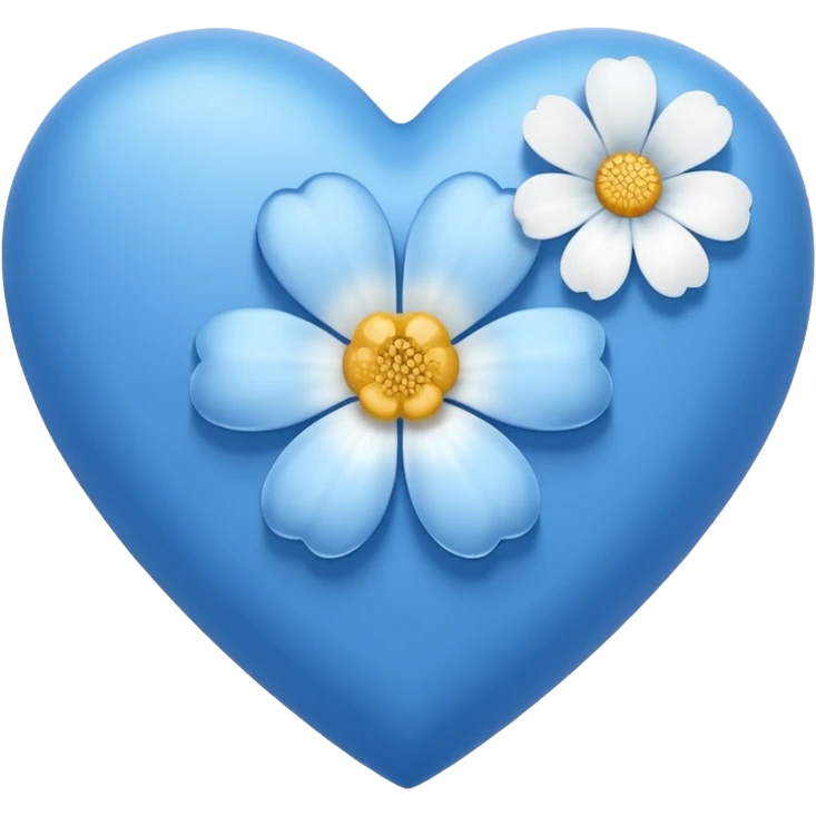 blue heart with one white flower emoji