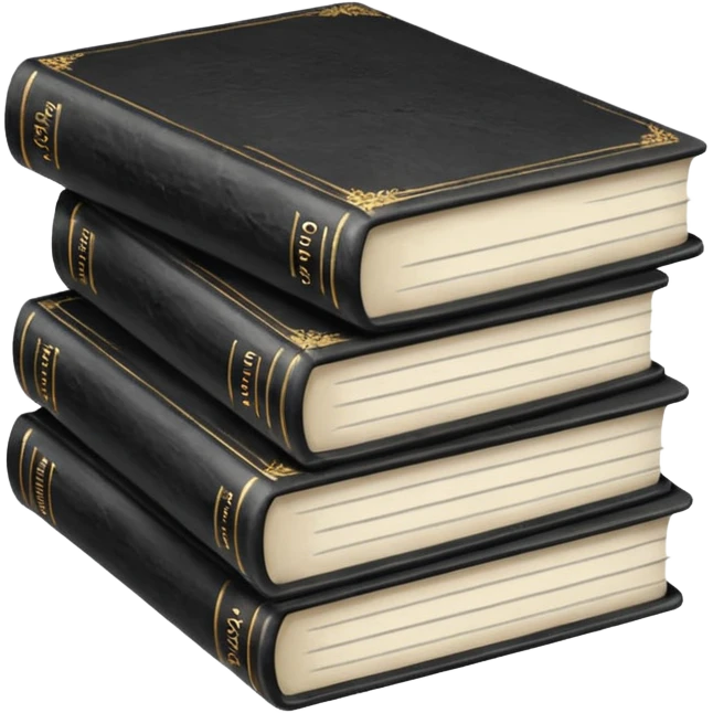 5 black and white books emoji