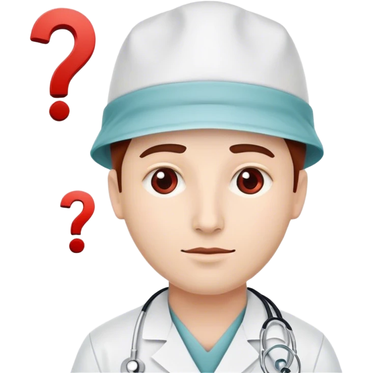 Surgeon with single red question mark on his hat emoji