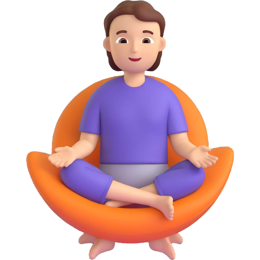 JOMO (joy of missing out) as a playful emoji, showing a relaxed person enjoying solitude, radiating calm and contentment, modern emoji style emoji