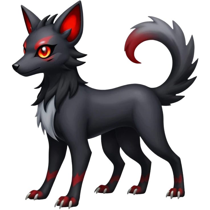 Shiny Exotic Excessive Mysterious Houndoom-Mightyena-Zorua-Pokémon-Fakémon-hybrid-creature (full body) emoji