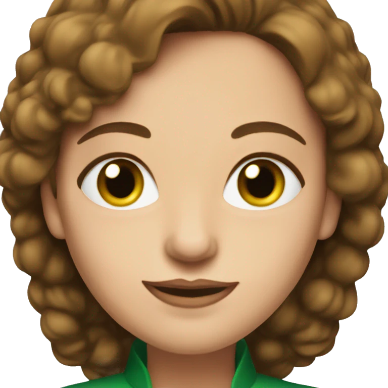 Distinguished woman with green eyes, brown hair, in her 40's emoji
