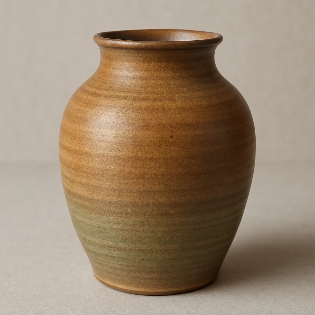 a pottery vase, hand-thrown, earthy tones, simple and elegant emoji