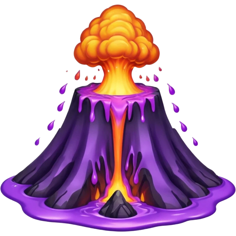A volcano errupting only with a pure purple liquid. no fire emoji