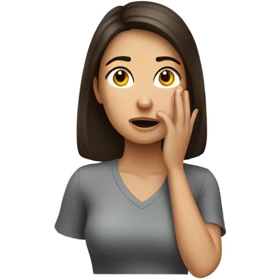 Brunette woman hitting forehead with hand emoji