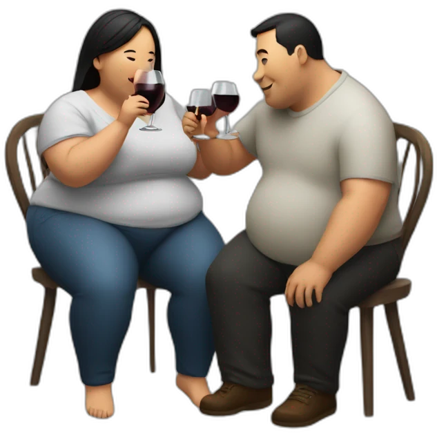 overweight couple drinking wine emoji