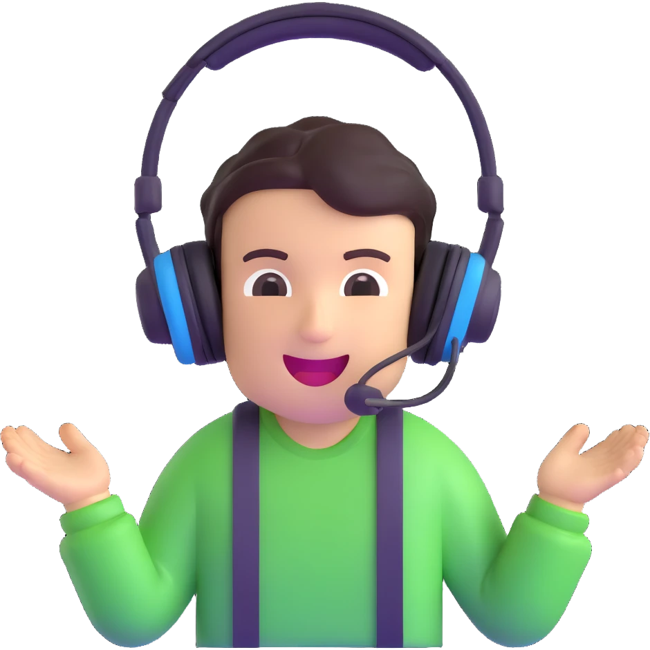 excited gamer character with headset emoji