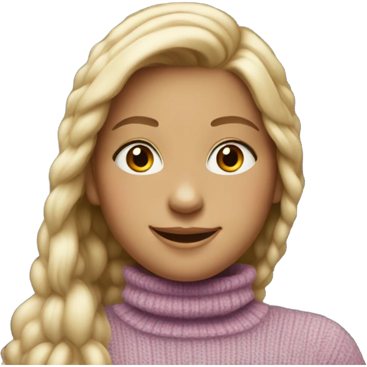 smiling girl in turtleneck sweater emoji