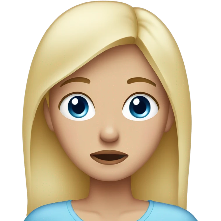 crying blue tears. blonde woman. light pink shirt emoji