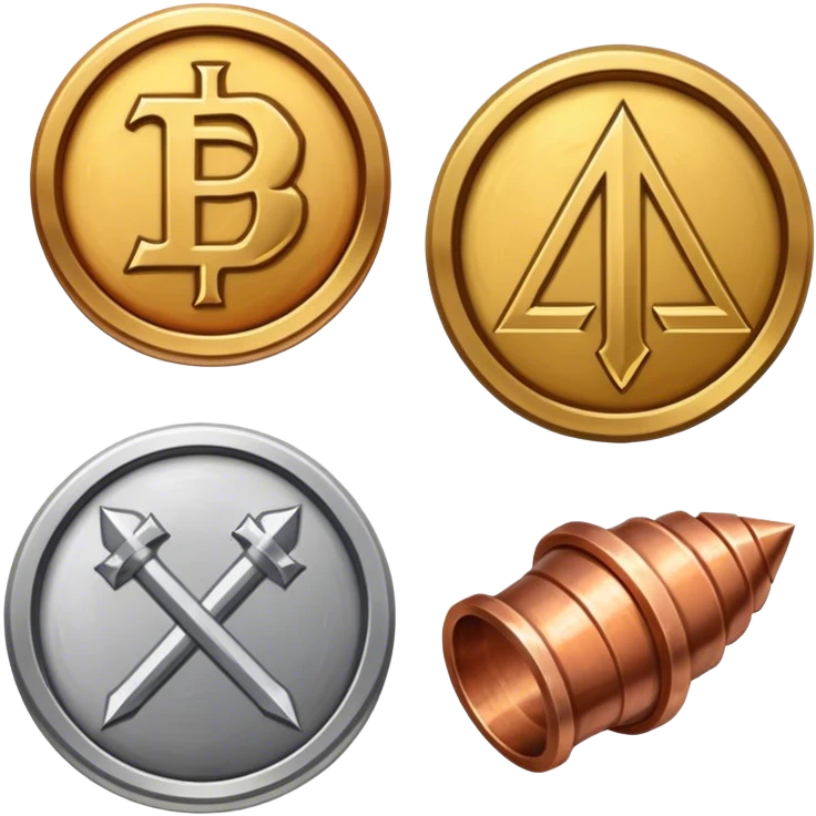 dnd item icon, medieval, currency gold, silver, copper icons emoji