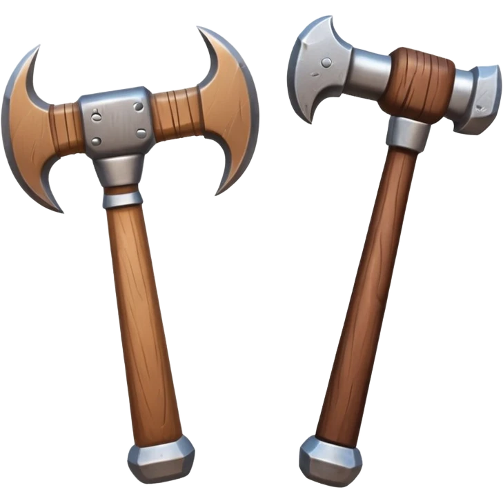 croisement de 2 marteaux différent` (en mode duel, qui des deux va gagner) emoji