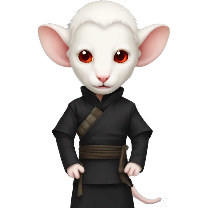Albino rat red eyes, black ninja costume emoji
