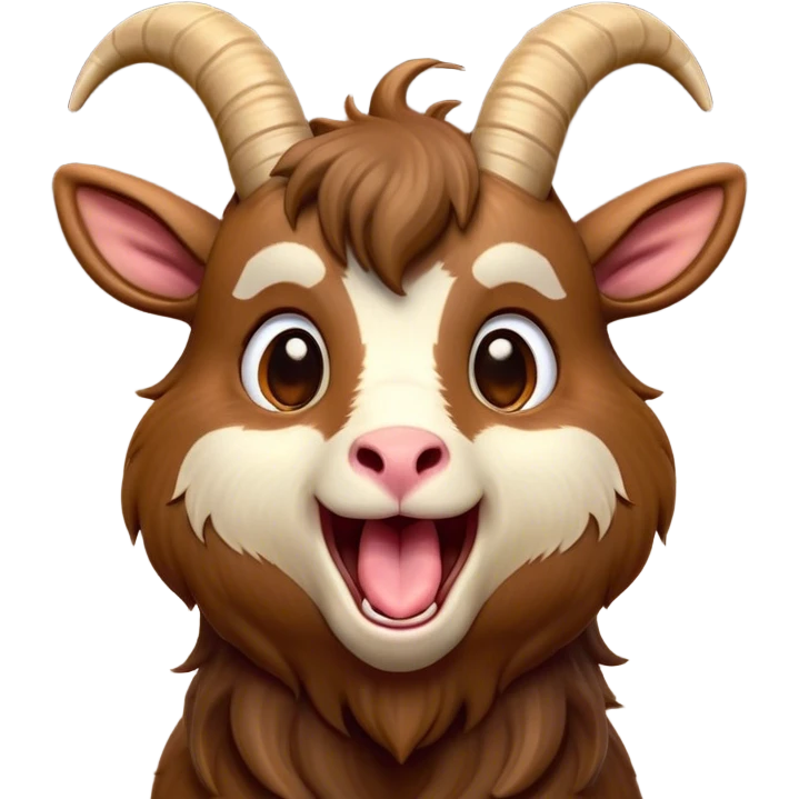 Cinematic Cute Yawning Brown Goat Portrait Emoji, Head tilted slightly with a dramatic, wide-open yawn, showcasing a soft, downy brown fur with delicate horns and gently drooping ears, round eyes barely open in drowsy contentment, Simplified yet irresistibly adorable features, highly detailed, glowing with a soft, cozy glow, high shine, relaxed yet expressive, stylized with a touch of rustic whimsy, bright and endearing, soft glowing outline, capturing the essence of a sleepy yet affectionate goat, so drowsy it feels like it could stretch out of the screen and curl up for a nap! emoji