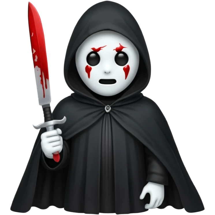 make a ghost face emoji with a cloak on and a bloody knife from the movie scream emoji