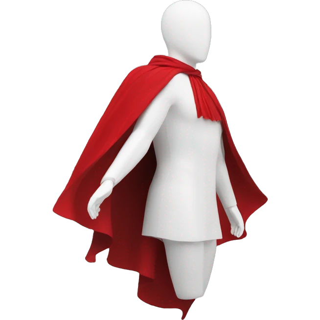 faceless white mannequin flying red cape emoji