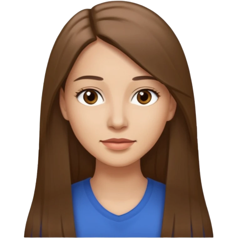 a woman in her 30´s, light skin with medium brown straight hair, long hair. Gray eyes. No eyeglasses. emoji