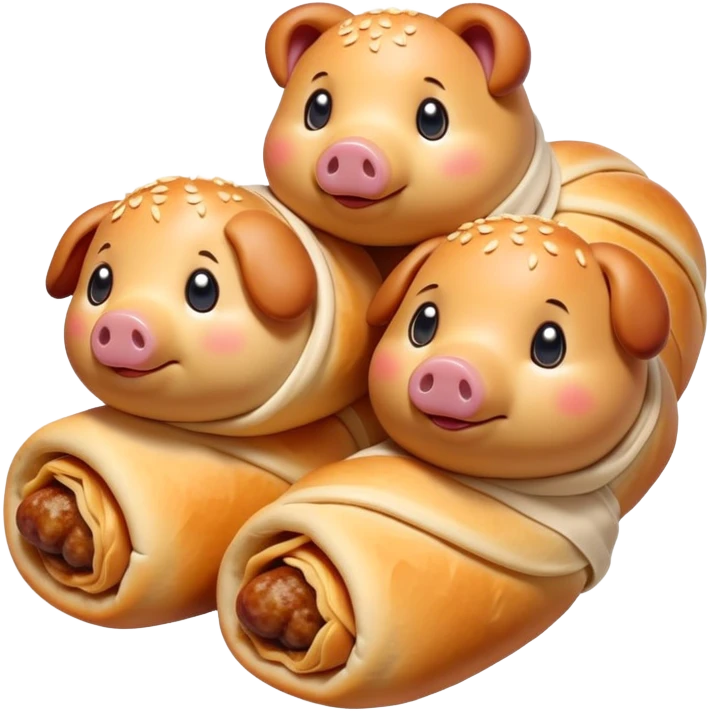 cute little sausage wrapped in dough as pigs in a blanket emoji