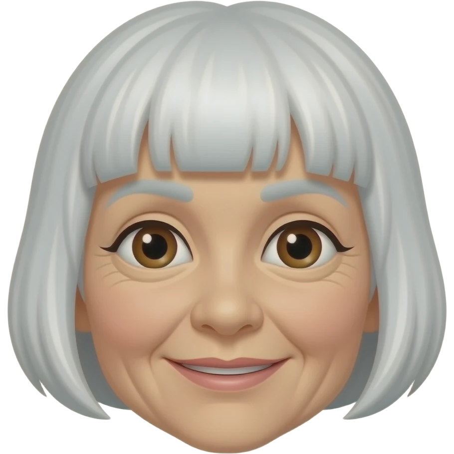 92 year old woman with white short hair and dark brown eyes emoji