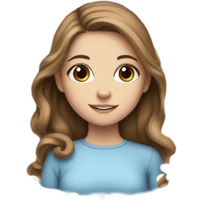 White girl with brown hair and blue eyes, flowers and butterflies  emoji