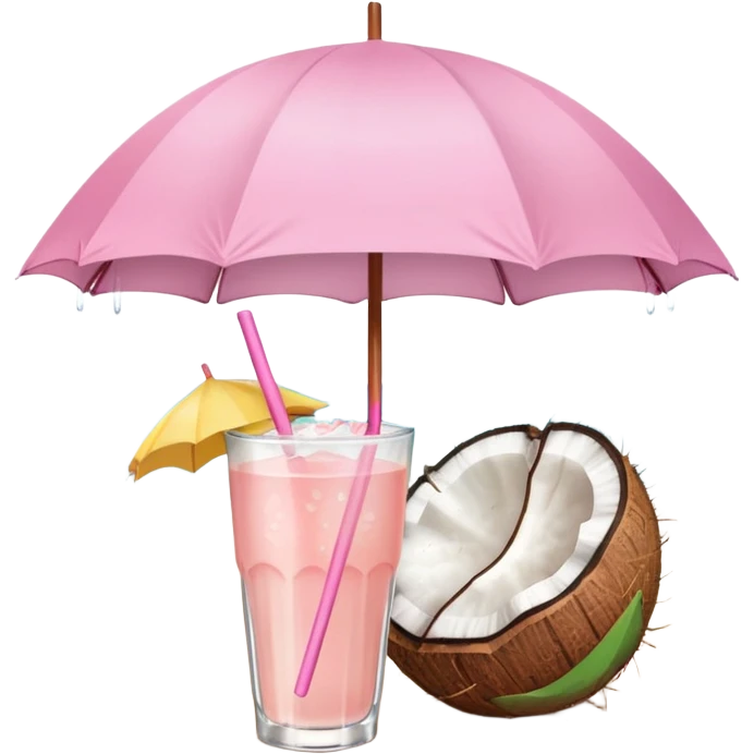 coconut drink with light pink umbrella emoji