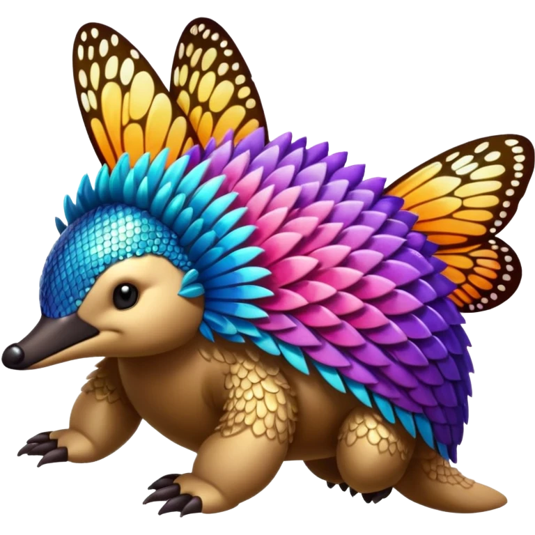 echidna with butterfly wings and sparkle emoji
