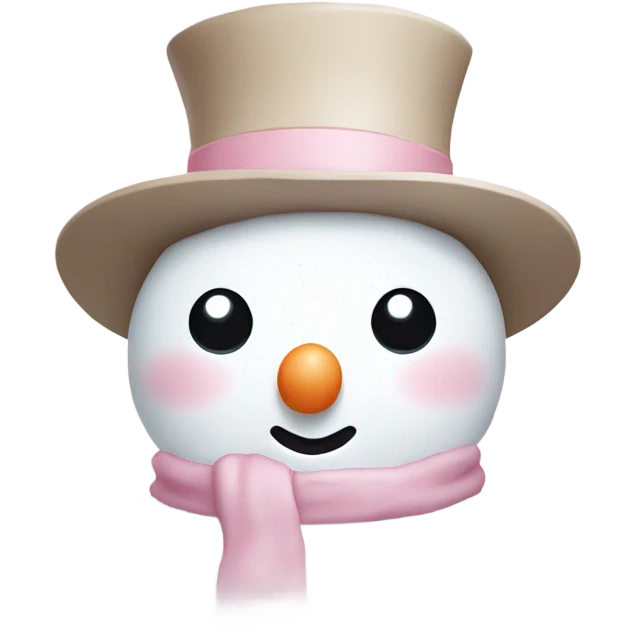 Cute white and light pink snowman emoji