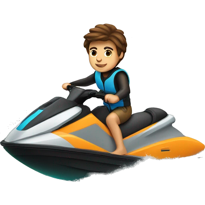 Brown hair boy riding jetski emoji