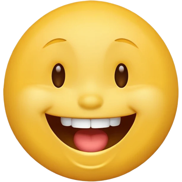 Emoji, yellow round laughing face, open mouth emoji