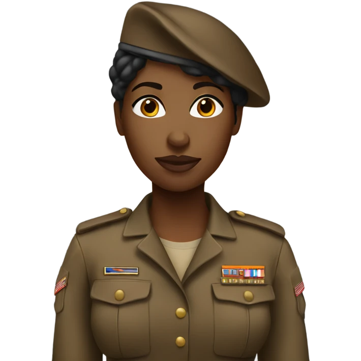 Black woman soldier wearing brown  emoji