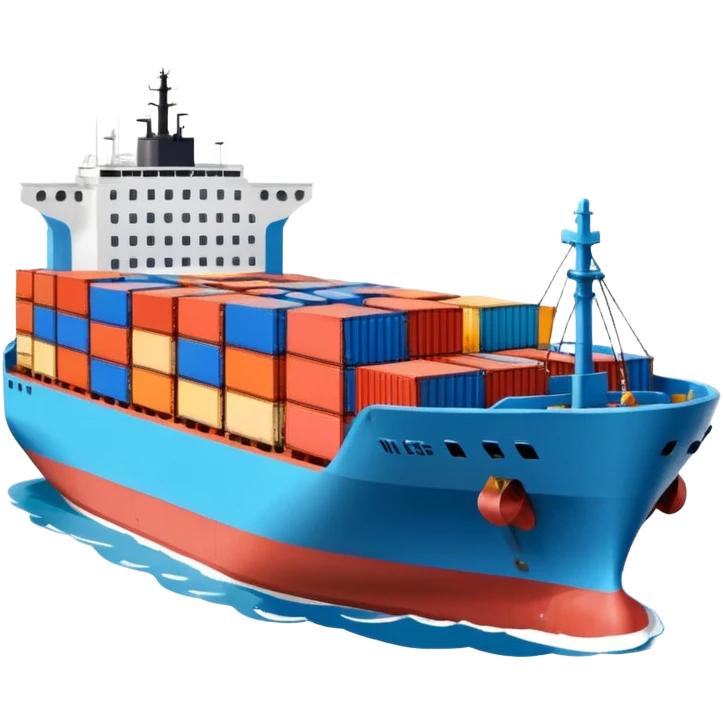 Draw a large cargo ship loaded with colorful containers on the sea. emoji