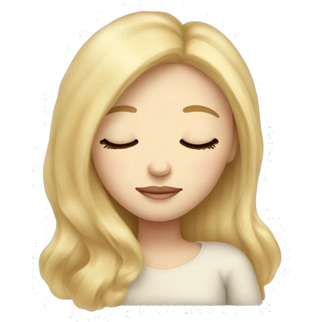 pretty light skinned blonde straight hair girl sleeping on a pillow with her closed eyes soft textures no background emoji