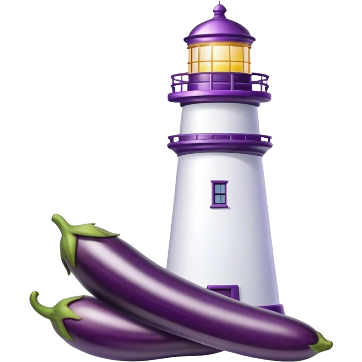 Lighthouse made of eggplants emoji