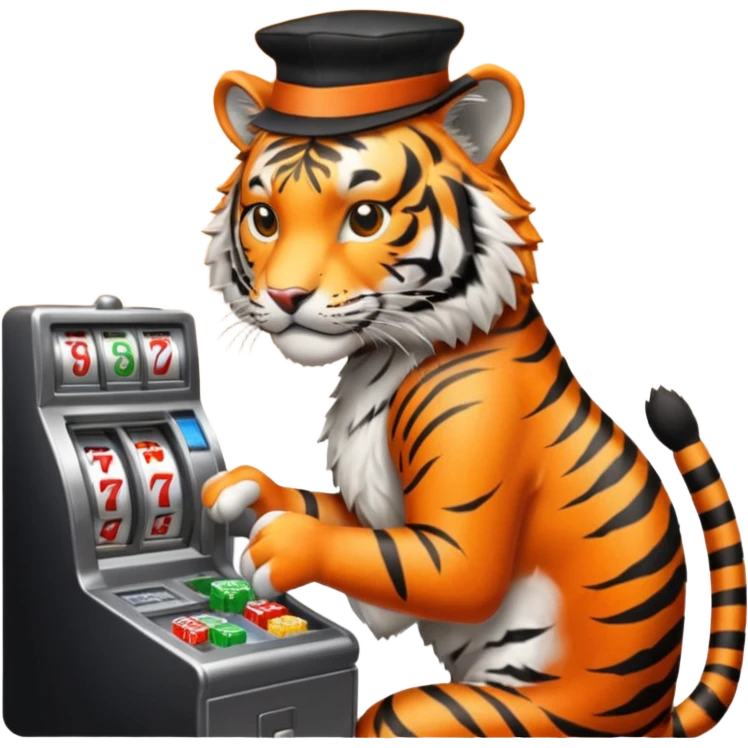 tiger playing a slot machine emoji